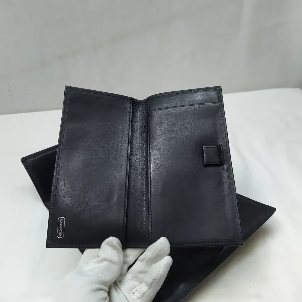 Coach Black Leather Credit Card ID Window Trifold Wallet
